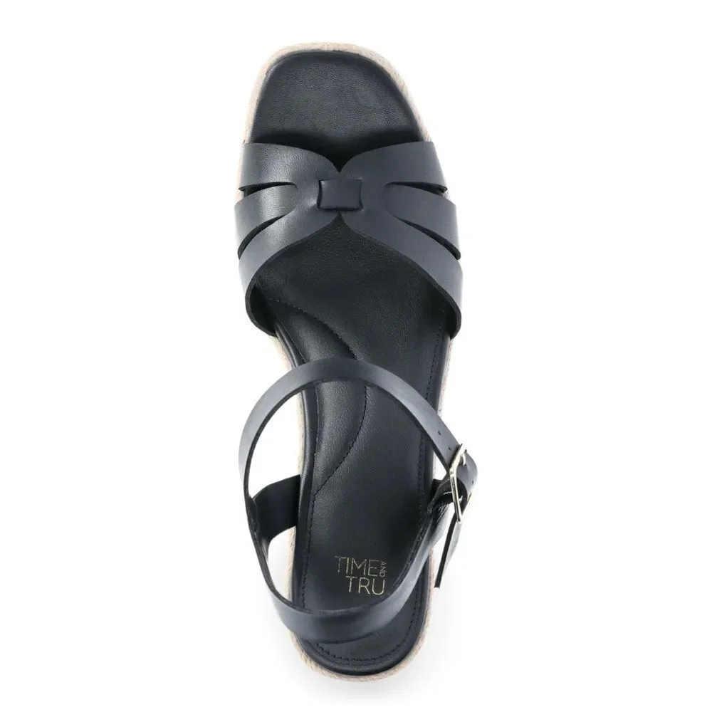 Women's Black Espadrille Wedge Sandals Shoes Size 10